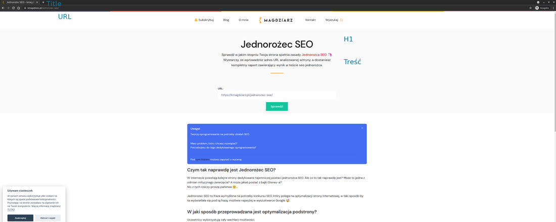 Jednorożec SEO - Opis działania