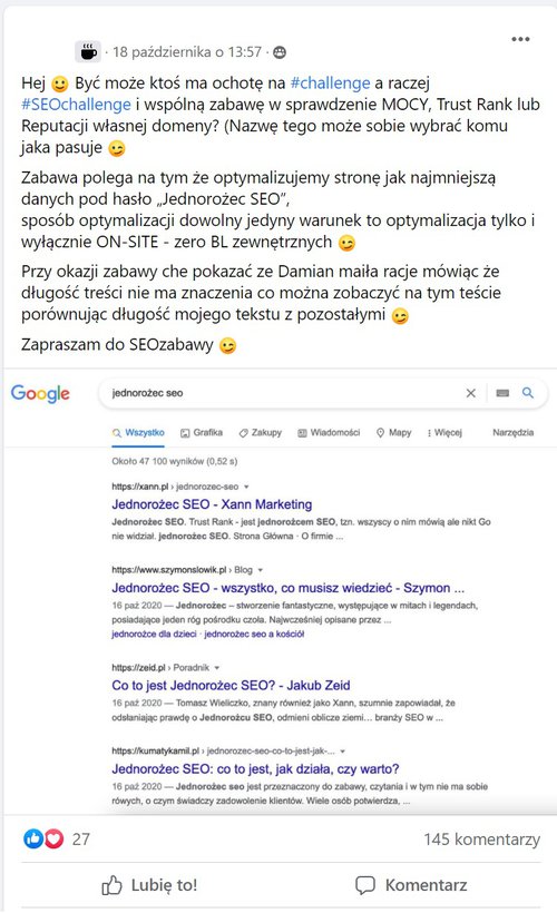 Opis jednorożca SEO